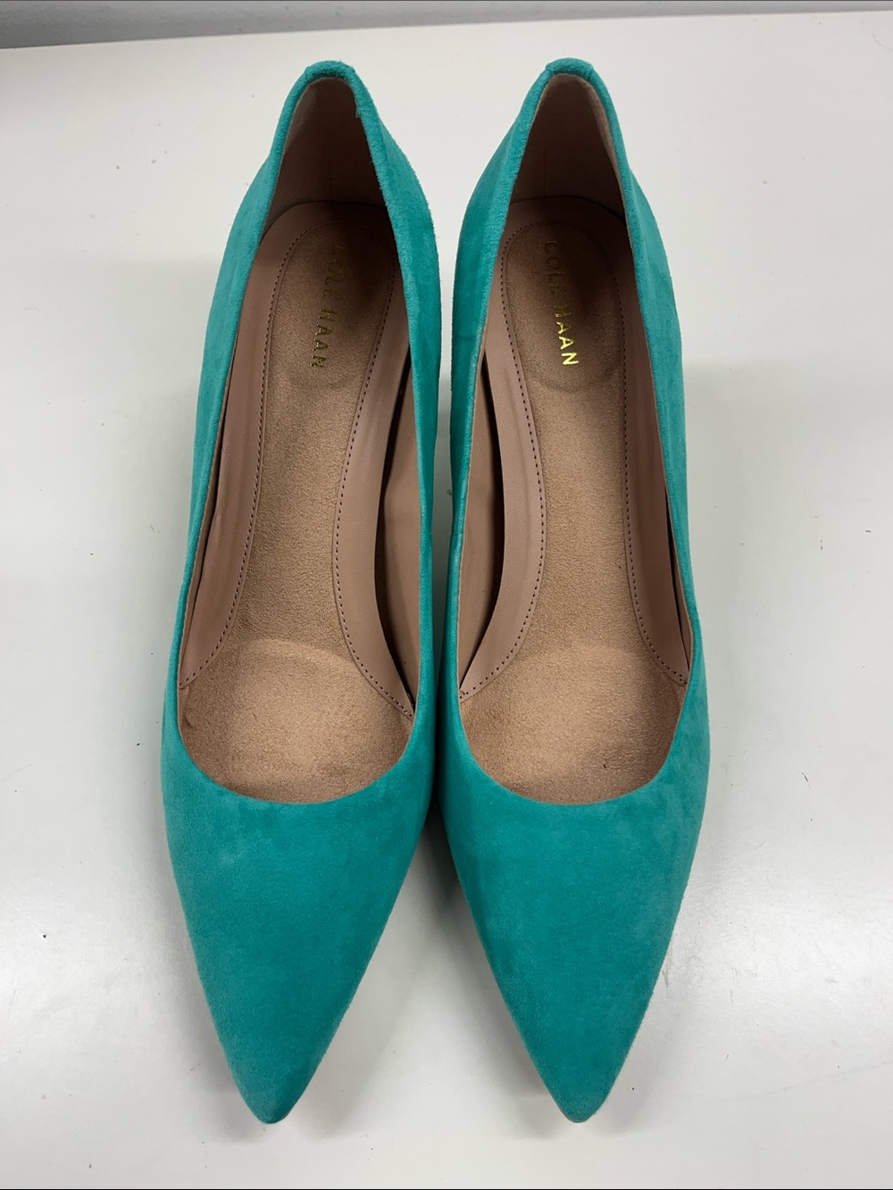 New Cole Haan Go-To Park Pump Teal Suede Size 8.5 - Picture 2 of 7